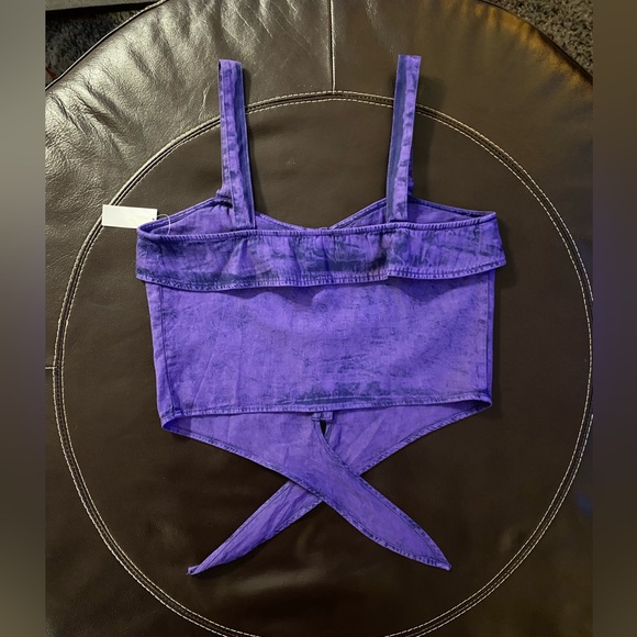 NWT🌺Mimi Chica Tie-Front Crop Top Size S Color Purple - Picture 4 of 9